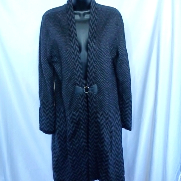 Soft Surroundings West Saxon Herringbone Sweater wool blend in Charcoal Size M - Picture 1 of 6